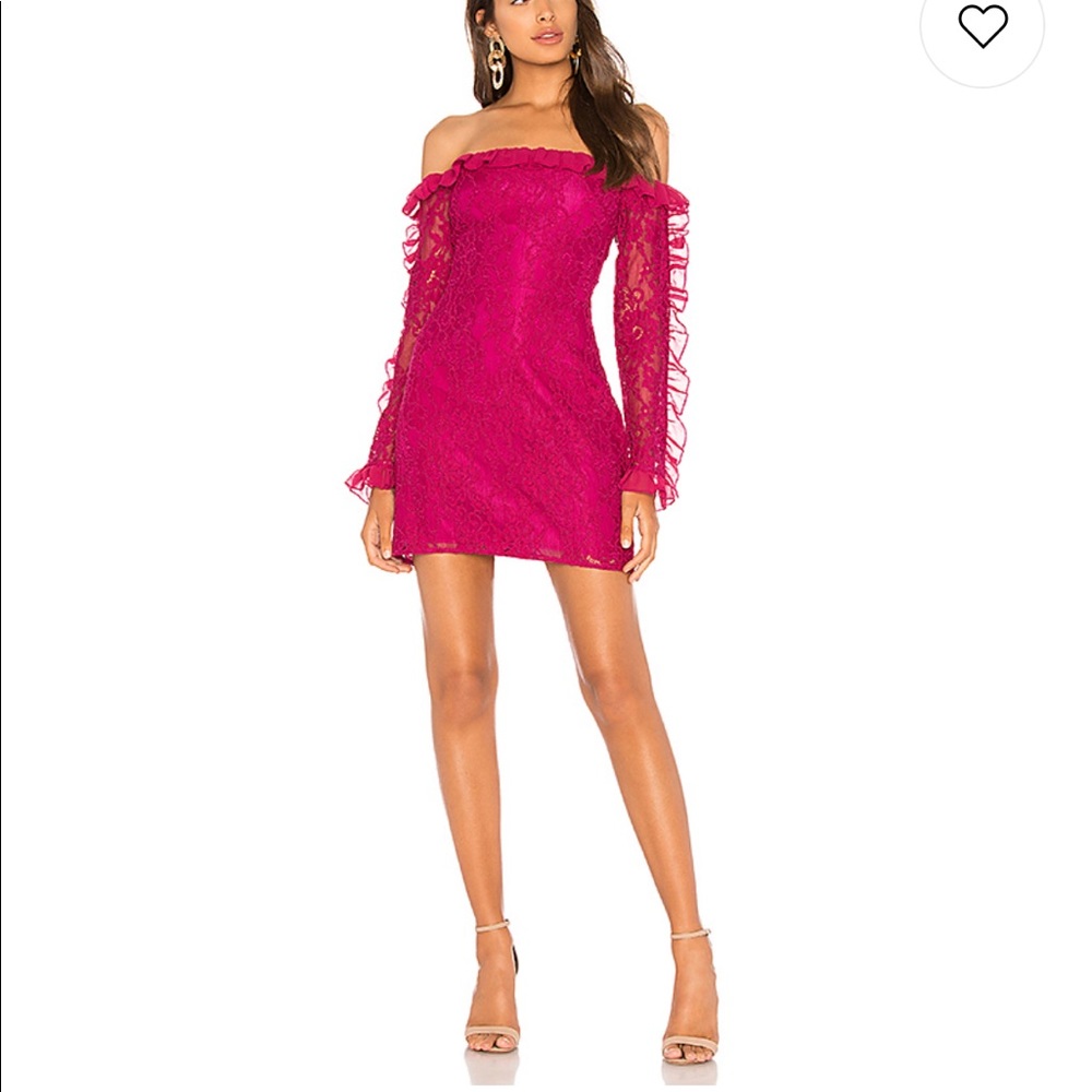 Lovers + Friends ‘Leo’ Pink Ruffle off Shoulder Dress